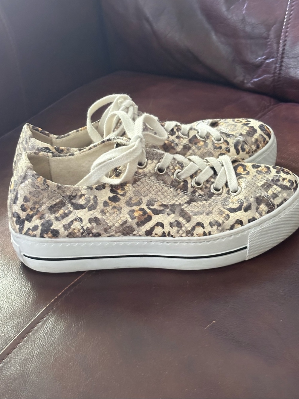 Paul Green Leopard Print Bixby Low Top Platform Sneakers